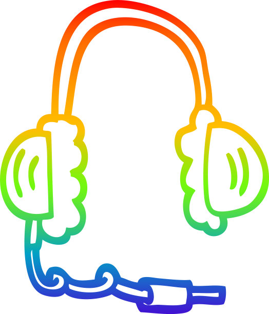 彩虹渐变线绘制卡通耳机图片下载