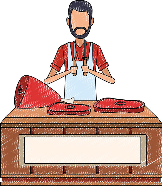 屠夫站在孤立的涂鸦图片下载