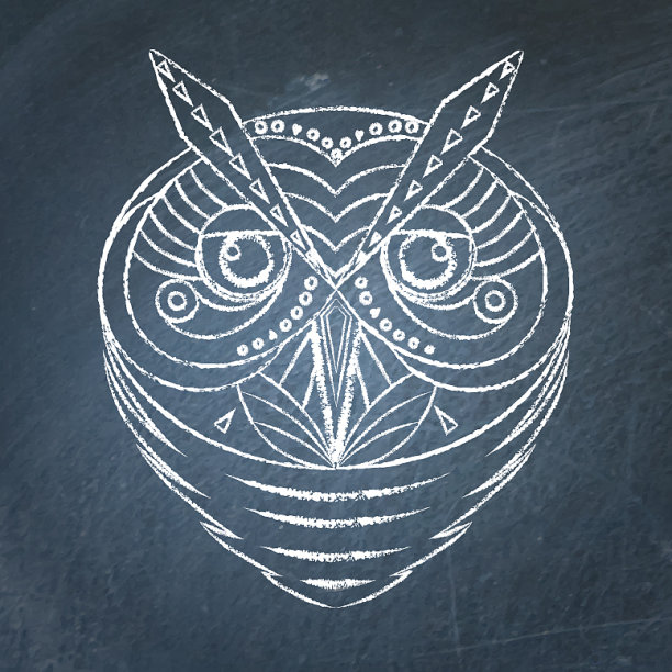 黑板上的几何猫头鹰图片下载