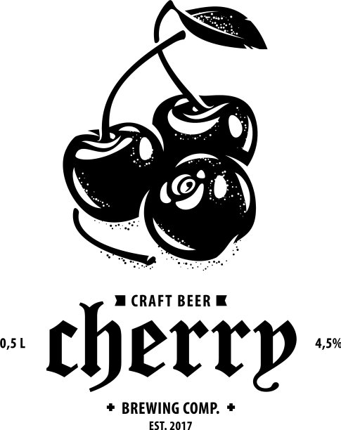 黑色和白色的樱桃果复古风格图片下载