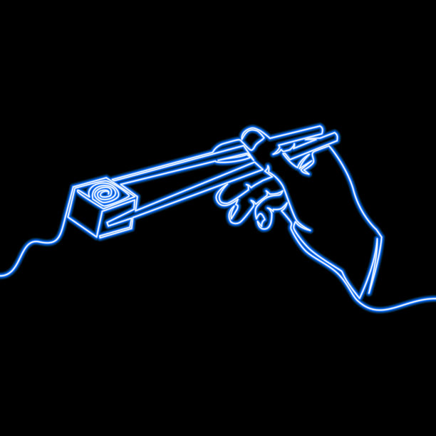 手握筷子寿司霓虹概念图片下载