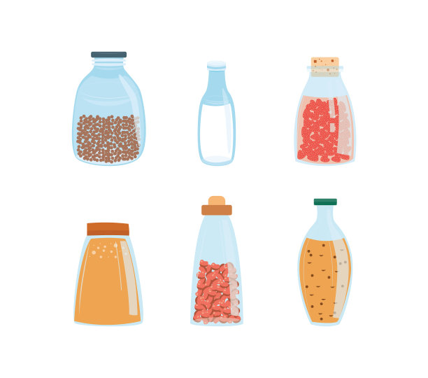 一套不同的玻璃瓶图片下载