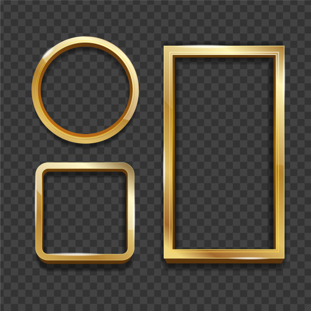 逼真的3d详细的黄金框架集图片下载