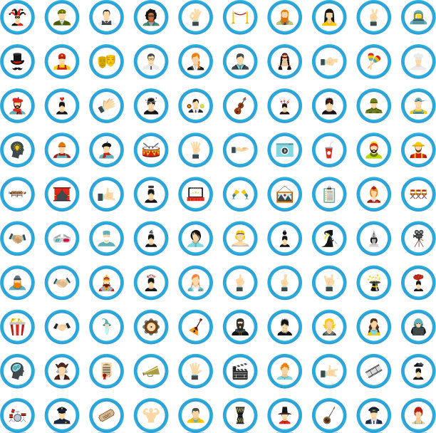 100戏剧演员偶像设置扁平风格图片下载