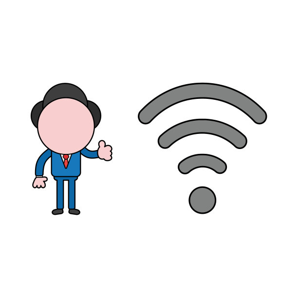 带有无线WIFI符号的商人角色图片下载