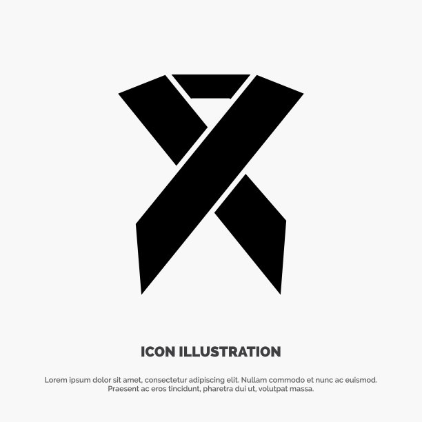 丝带艾滋病健康团结实心黑色象形文字图片下载