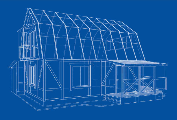 房子线框结构的3d渲染图片下载