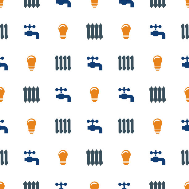 无缝图案与水车灯泡和图片下载