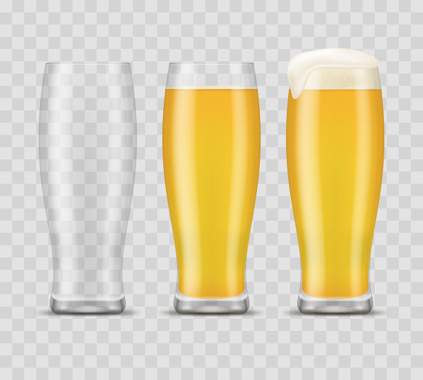 逼真的3D精细啤酒杯套装图片下载