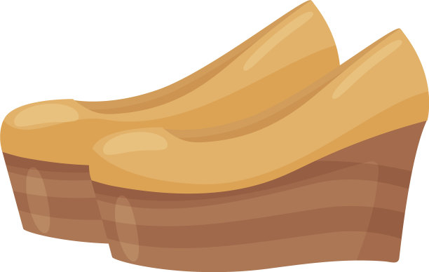 一双米色坡跟鞋侧视图图片下载