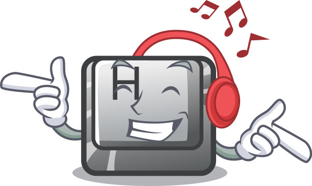 听音乐键h与吉祥物隔离图片下载