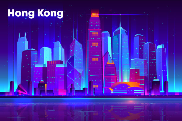 亚洲大都市夜生活卡通banner素材图片
