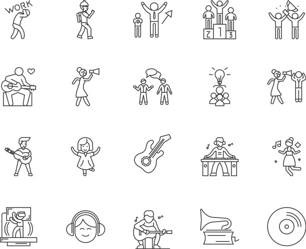 舞蹈学校的概念线图标标志图片下载