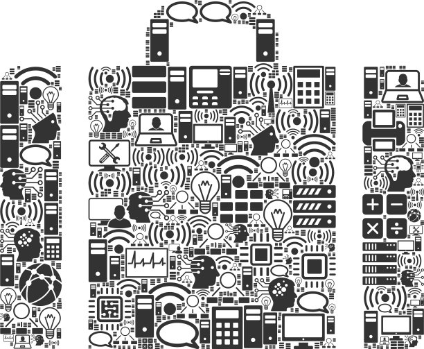 大数据和计算的行李拼贴图标图片下载