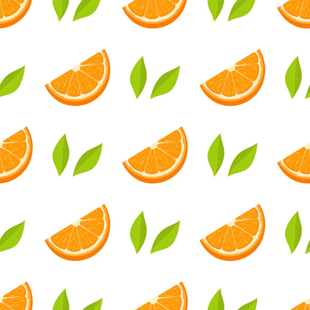 无缝图案与鲜橙切片水果图片下载