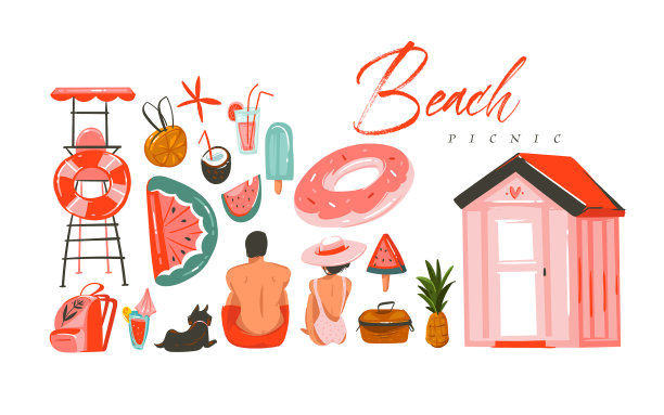 手绘抽象夏季时间图片下载