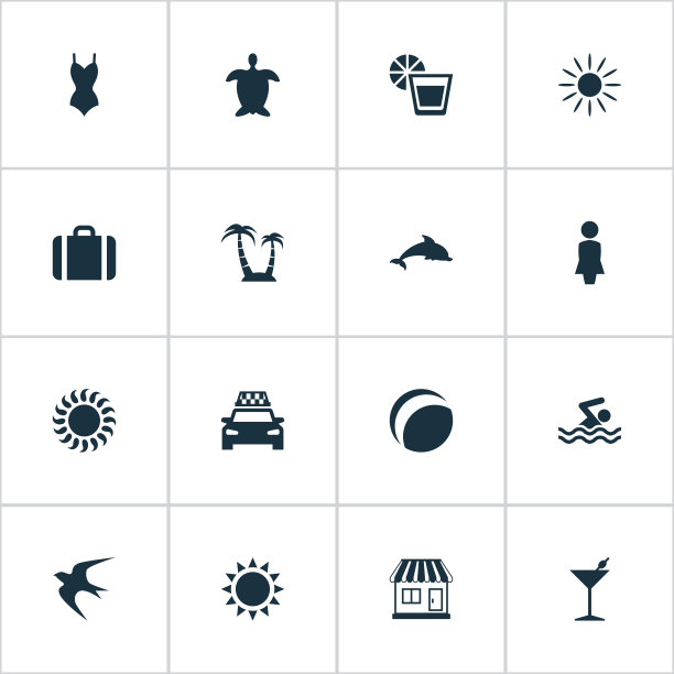 一套简单的海边图标图片下载