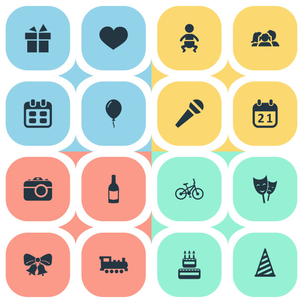 一套简单的生日图标图片下载