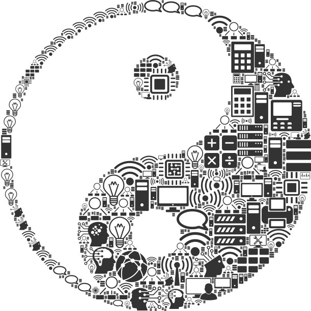 用于大数据和计算的阴阳马赛克图标图片下载