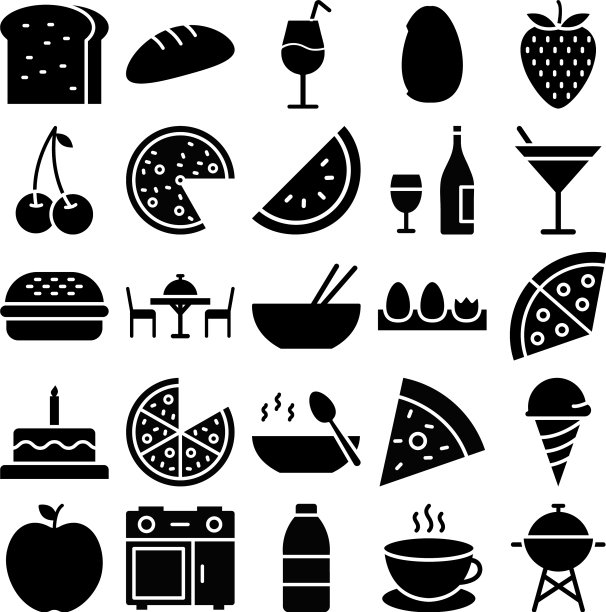 食物孤立的图标设置，可以很容易m图片下载