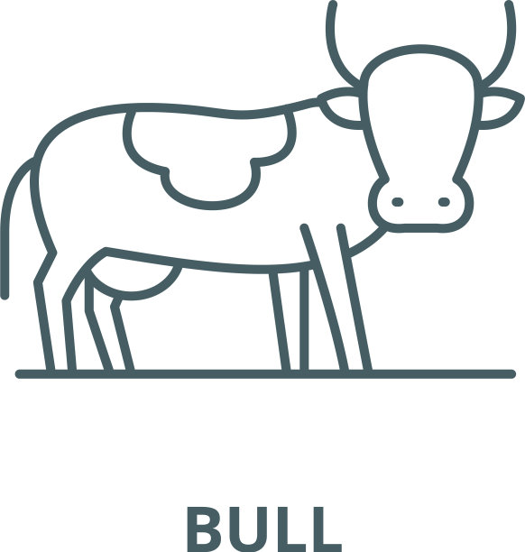 公牛线图标线性概念大纲图片下载