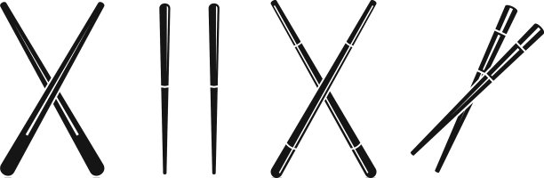 日本筷子图标设置简单的风格图片下载