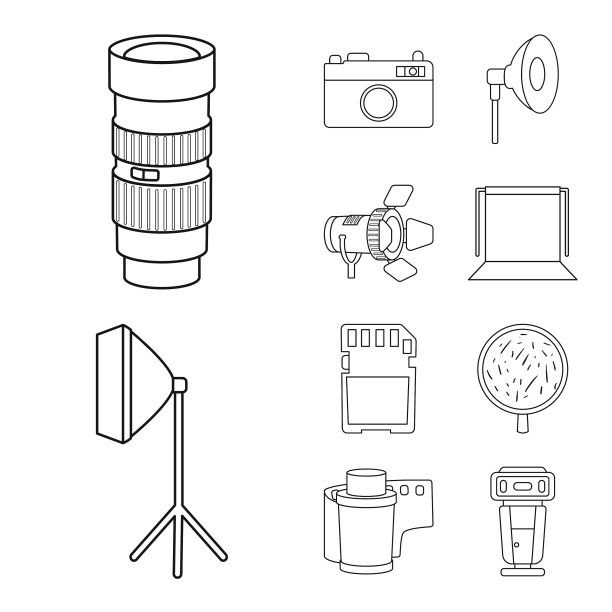 设计摄影和设备符号图片下载