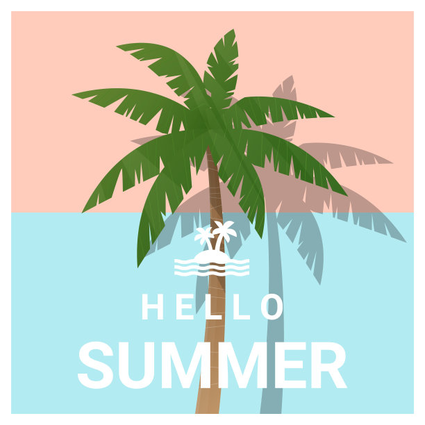 你好夏季背景与棕榈树图片下载