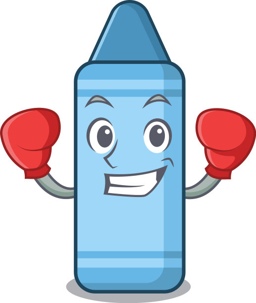 拳击蓝蜡笔孤立于吉祥物图片下载