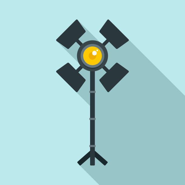 专业工作室灯光图标平面风格图片下载