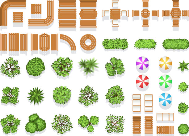 俯视图景观建筑城市公园规划图片下载