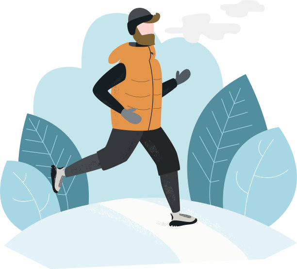 在寒冷的冬季，人们在户外奔跑图片下载