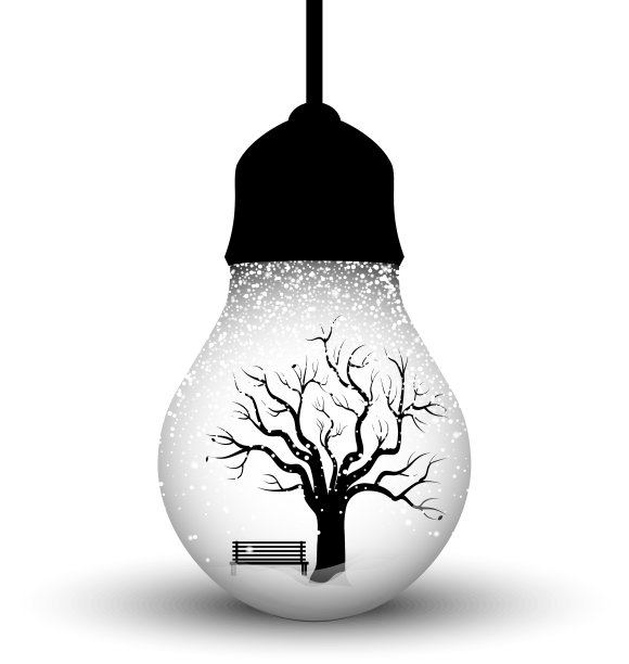 创意设计与悬挂灯泡相结合图片下载
