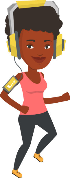 带着耳机和智能手机跑步的女人图片下载