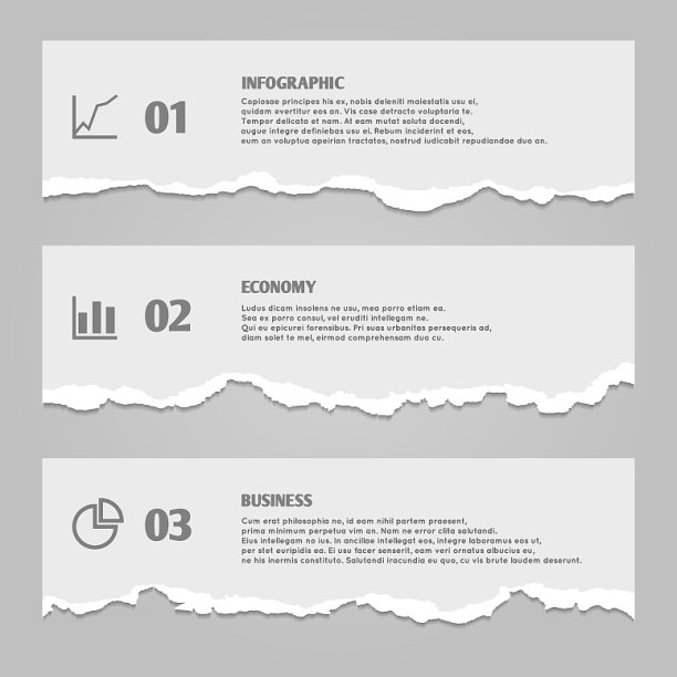 撕破的纸与数字信息图表图标图片下载