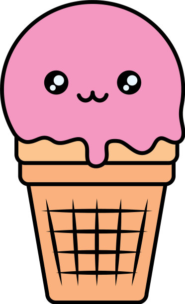 可爱的冰淇淋卡哇伊角色图片下载