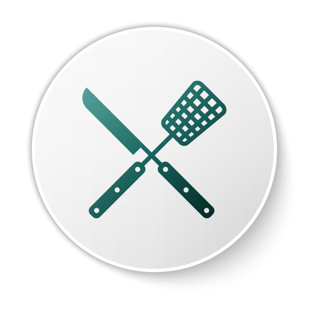 绿色交叉叉和刀图标隔离上图片下载