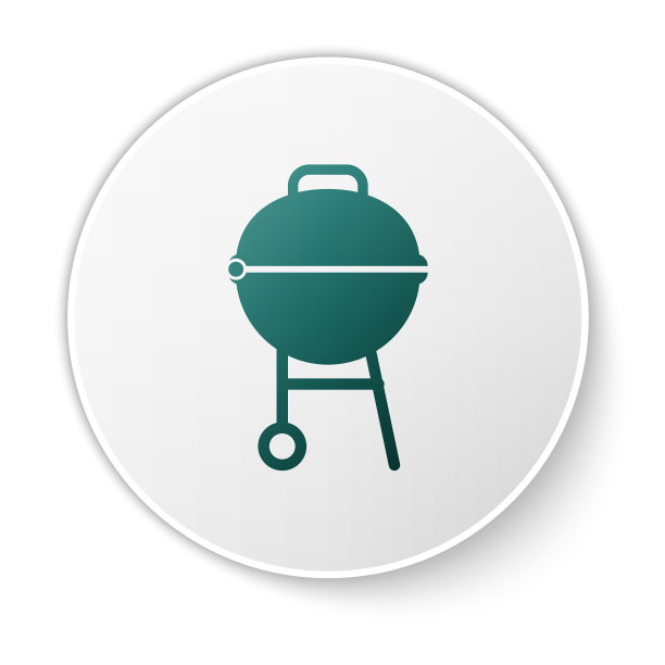 绿色烧烤架图标孤立在白色图片下载