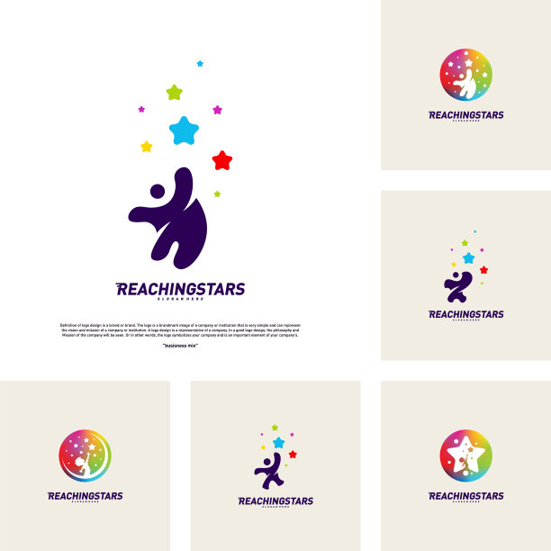 一套达到星星标志设计概念儿童图片下载