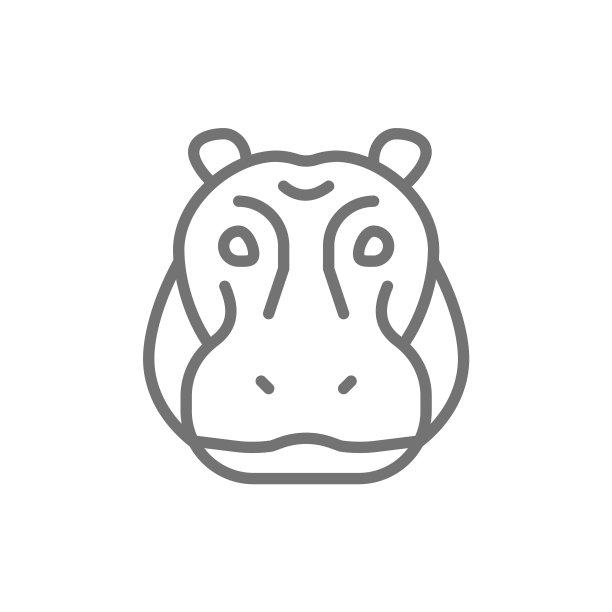 河马字形河马河马线图标图片下载