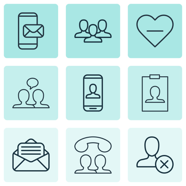 一套9个社交图标包括手机短信图片下载