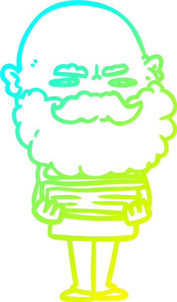 冷梯度线画卡通大胡子男人图片下载