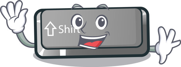 挥动键盘吉祥物上的按钮移位图片下载