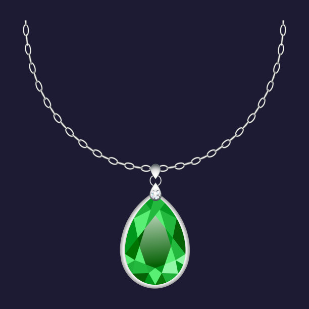 绿色吊坠项链图标写实风格图片下载