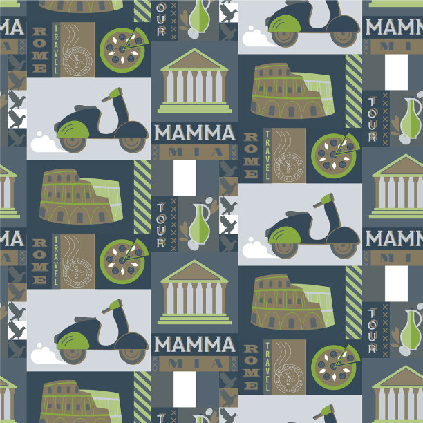 罗马城无缝装饰图案设计图片下载