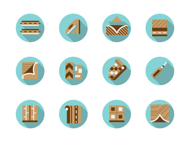 油毡存储圆形平面颜色图标集图片下载