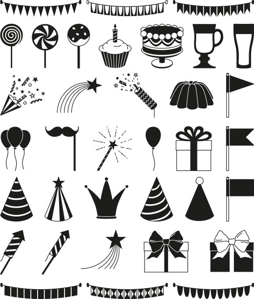 35个黑白组队元素集合图片下载