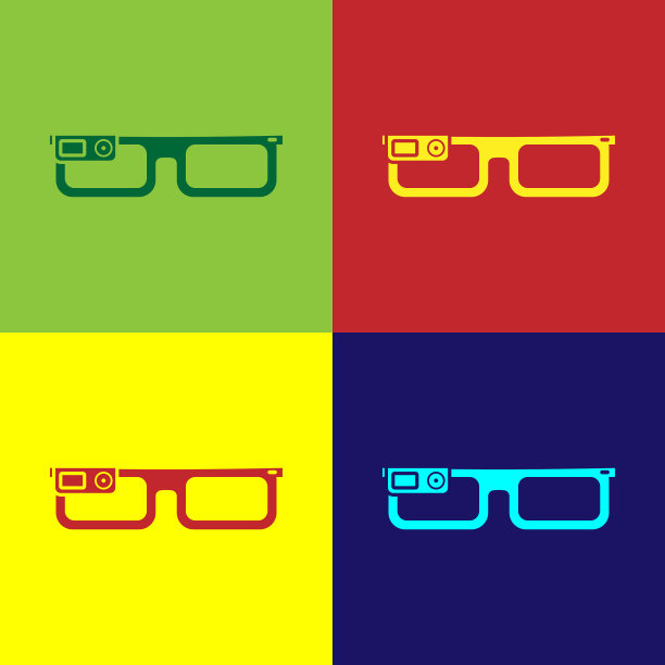 彩色智能眼镜上安装的眼镜图标图片下载