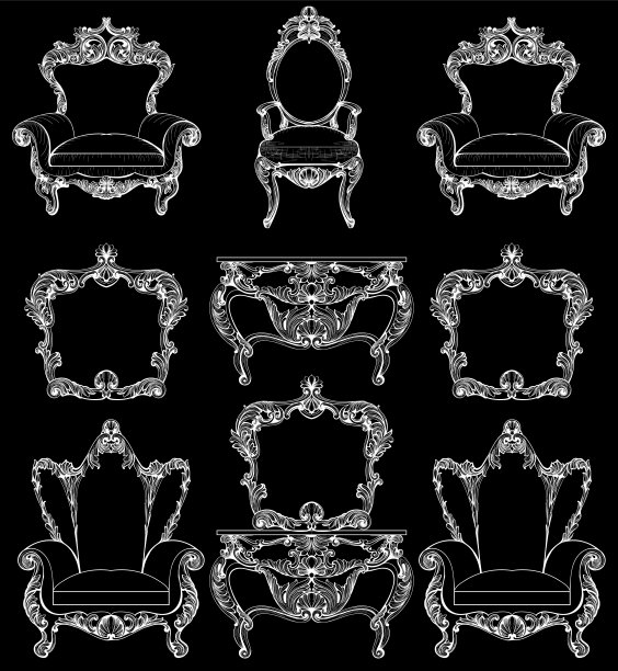 精美绝伦的帝国巴洛克家具集图片下载