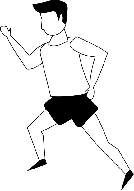 健身的人在孤立的卡通和黑色图片下载